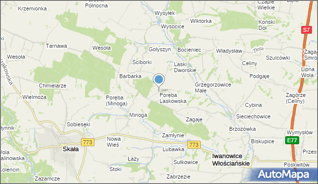 mapa Poręba Laskowska, Poręba Laskowska na mapie Targeo